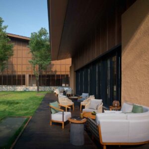 Disposition des meubles d'extérieur à l'hôtel