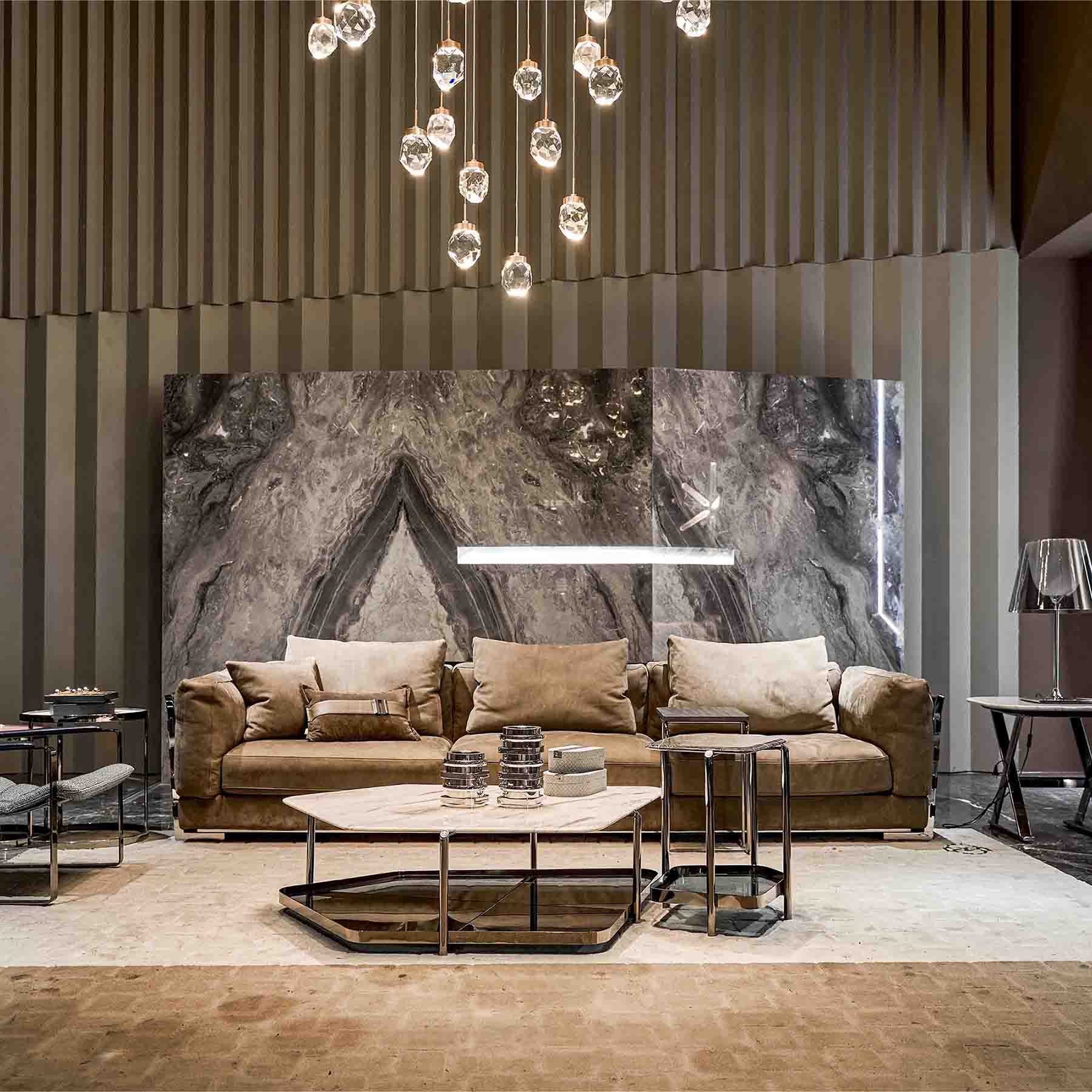 Aurum Italian luxury sectional sofa with metal frame for Dubai villas