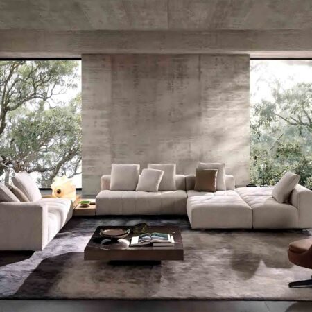 Italian Elegance – Modern Majlis Sofa in Fabric or Leather