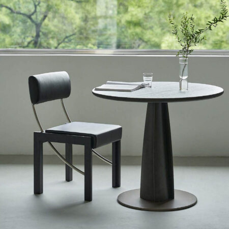 Minimalist Black Leather Accent Chair with Pure Black Finish