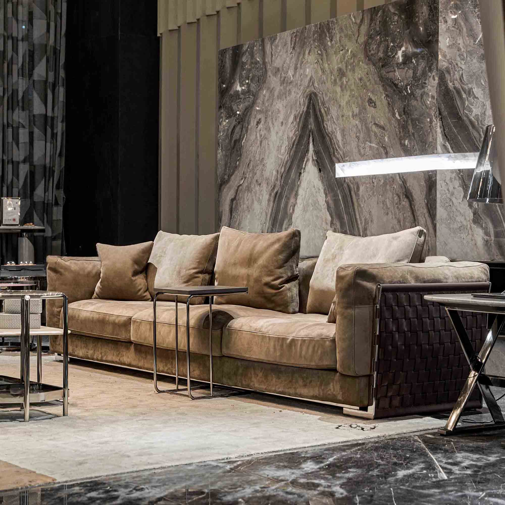 Premium Nubuck leather sectional sofa in modern Italian design for luxury homes
