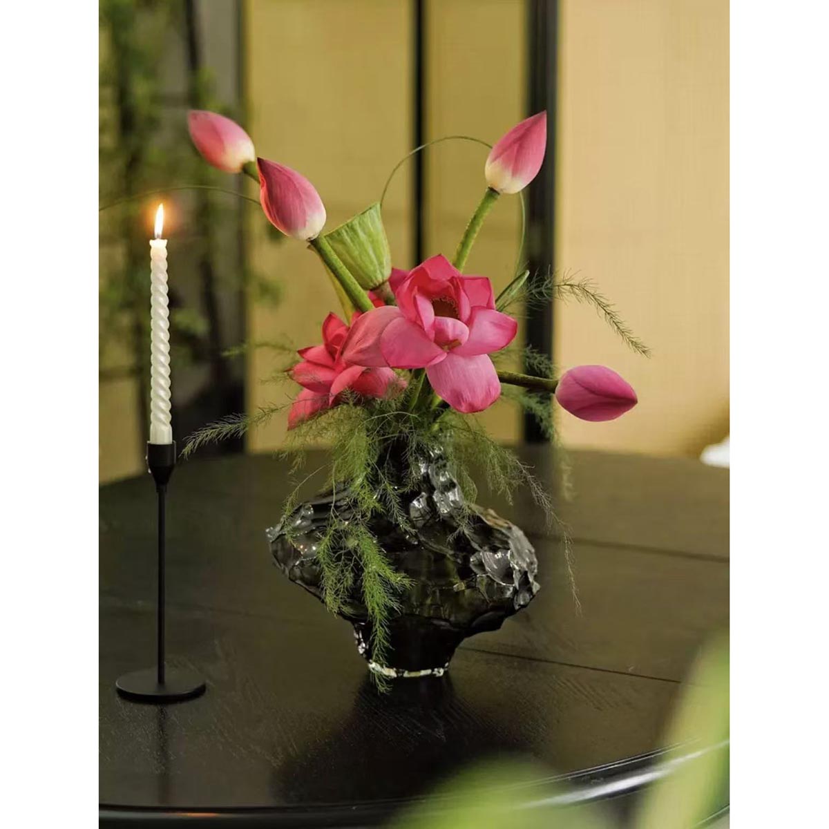 minimalist glass vase home decor on the table