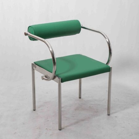 Italian Postmodern PU Leather Armchair with Stainless Steel Tubular Frame for Dining and Living Spaces
