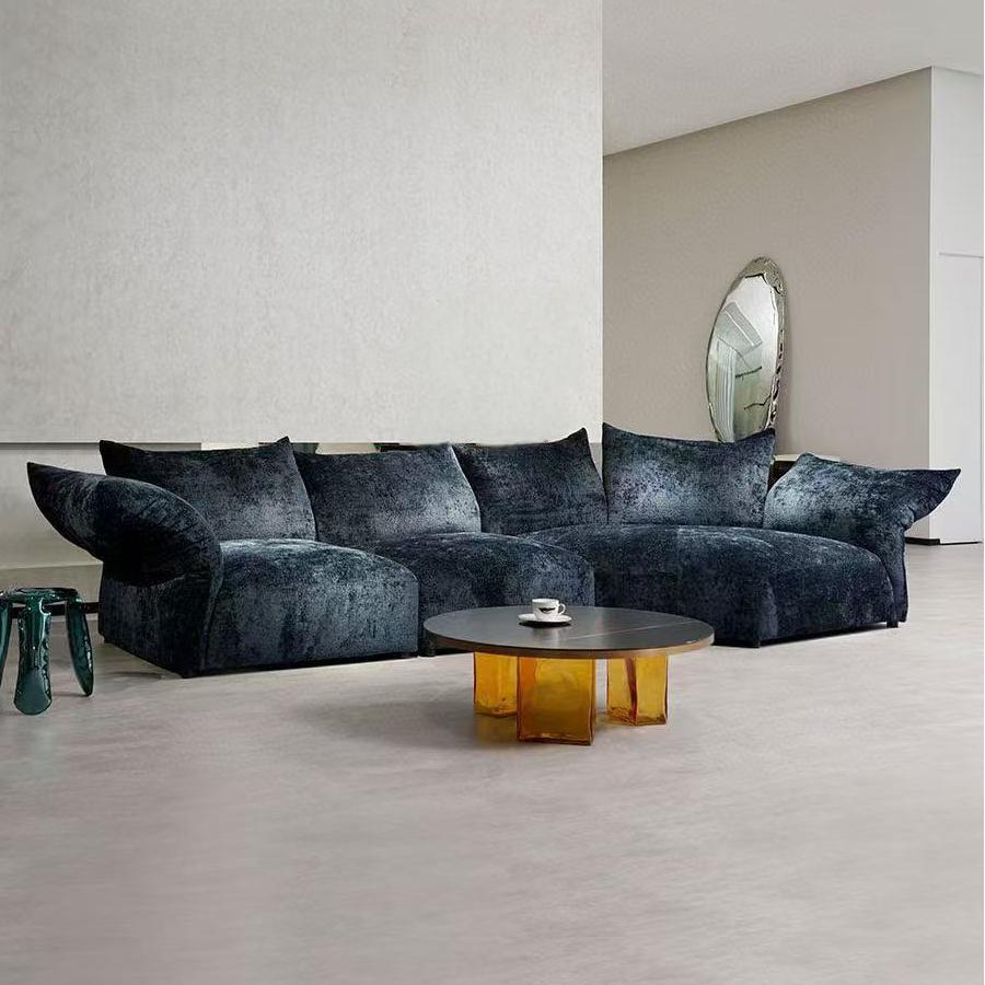 Minimalist+Fabric+L-Shaped+Petal Sectional+Sofa