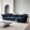 Modern minimalist living room with a petal-shaped chenille sofa featuring adjustable lumbar support.