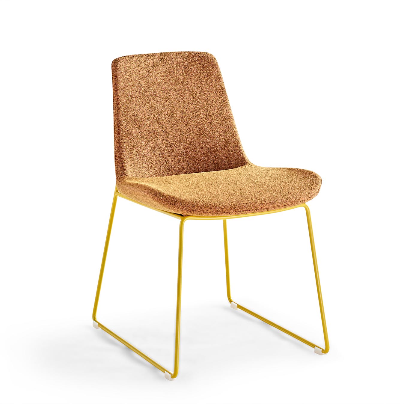 Contract Use Upholstered Side Chair – Modern Orange Fabric Dining Chair with Metal Legs for Hotels, Restaurants, and Offices