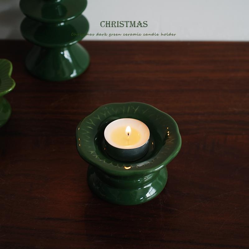 Elegant ceramic Christmas centerpiece with candle