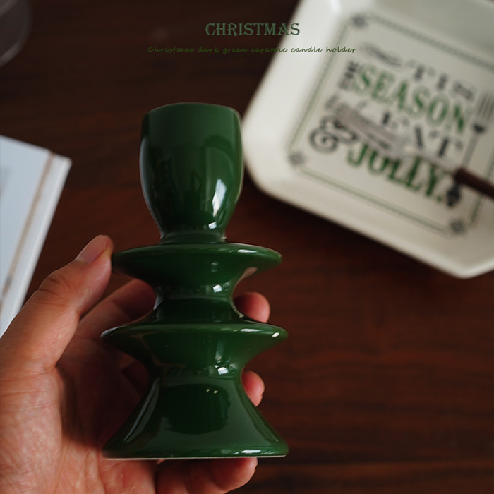 Festive Christmas tree-shaped ceramic candle holder