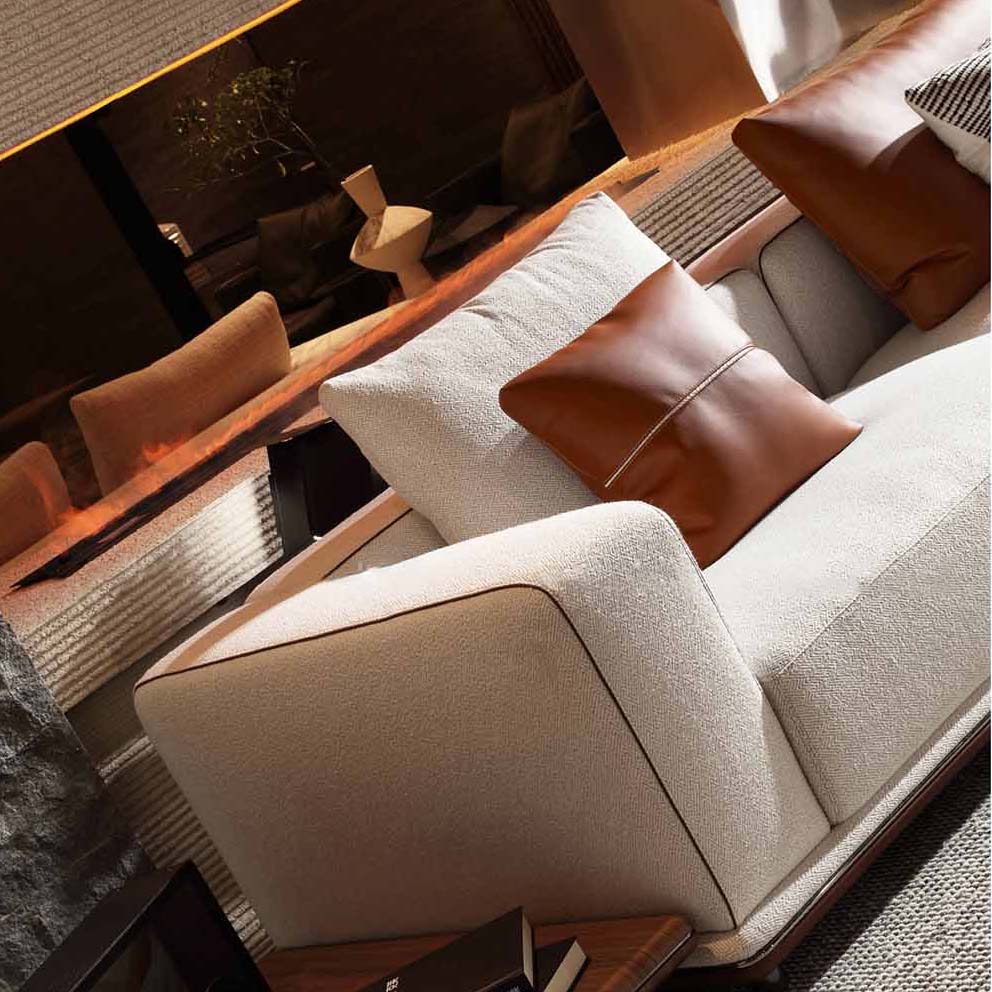 Matte gray Nubuck Leather Modular Sofa in Italian Design