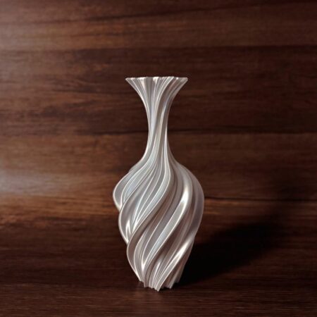 Minimalist luxury white resin vase with 3D printed twisted design