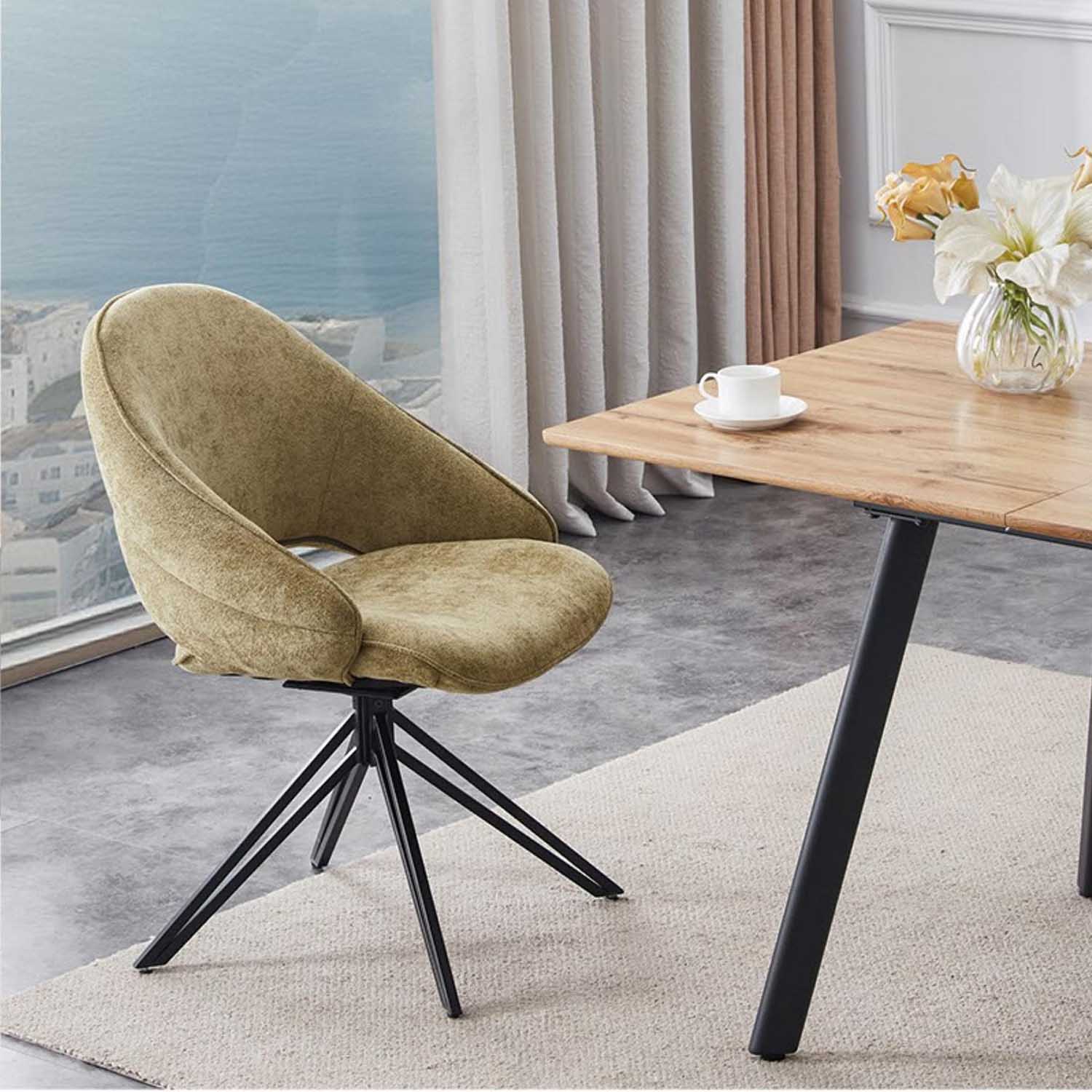 Dining Room Chairs, Mid Century Modern Kitchen Dining Chairs,Modern Swivel Upholstered Dining Chair