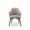 Front face-Luxury ivory leather dining chair with solid wood legs