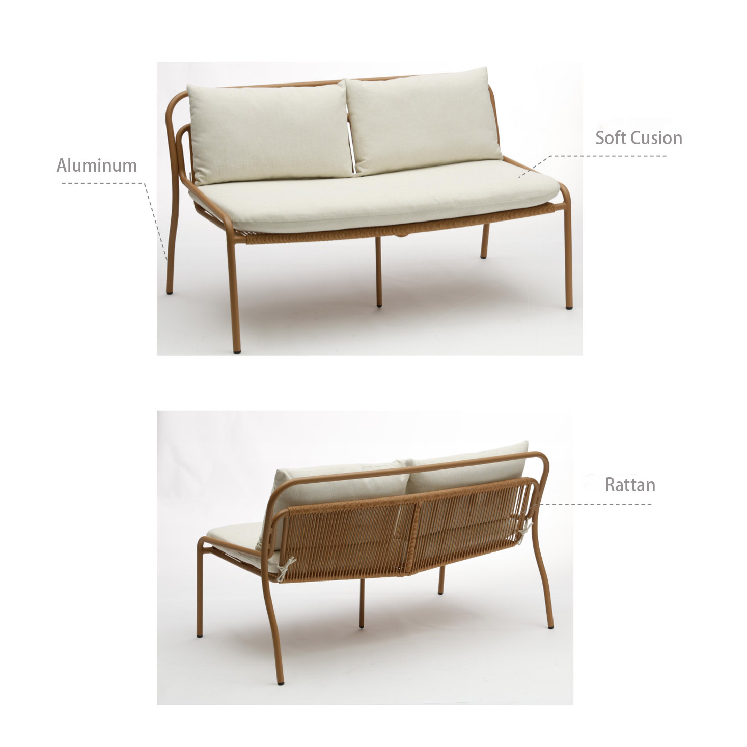 Leisure rattan chair set for villa terrace or garden patio