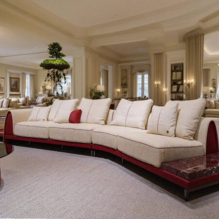 Klassisches Luxus-Modulsofa mit Marmor-Beistelltisch