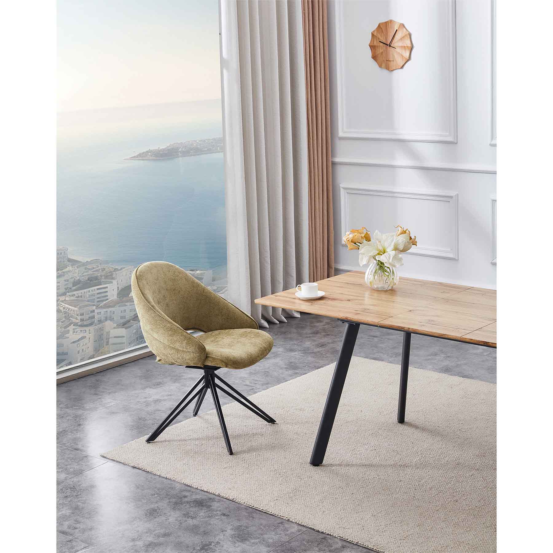 Mid Century Swivel Dining Room Chairs,vintage green