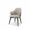 Minimalist Italian leather dining chair with armrest in ivory