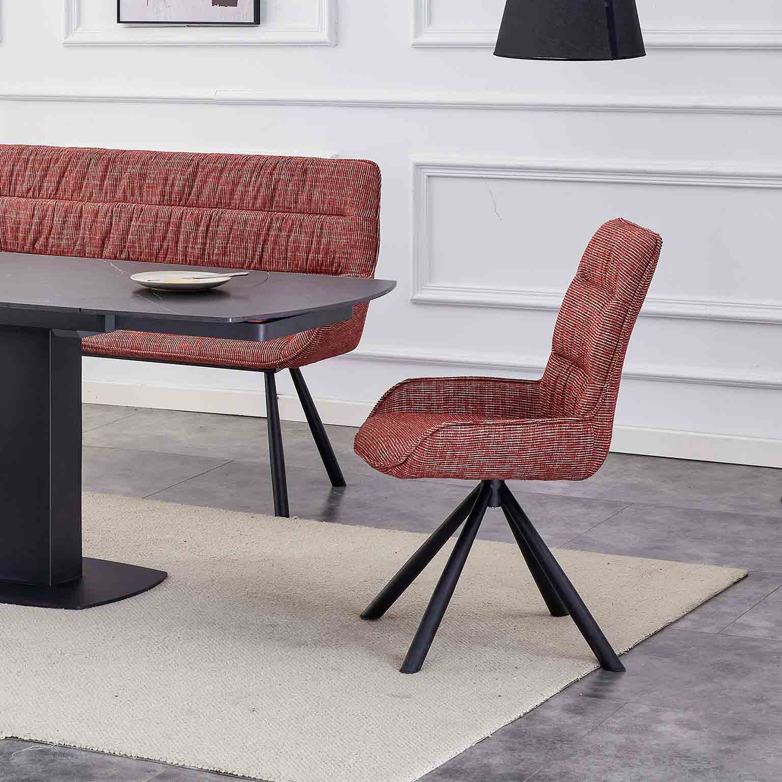 Modern fabric dining set contemporary restaurant interior.