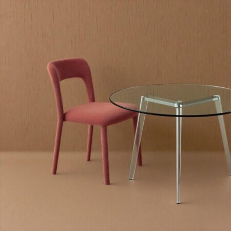 modern red dining chair and round table