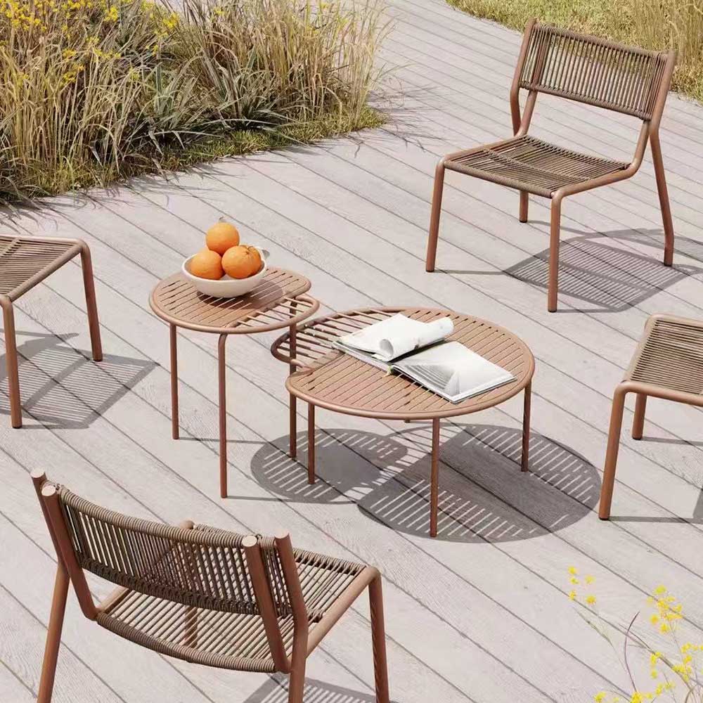 outdoor coffee table with aluminum frame，Classic Orange in Castle Hotel Patio