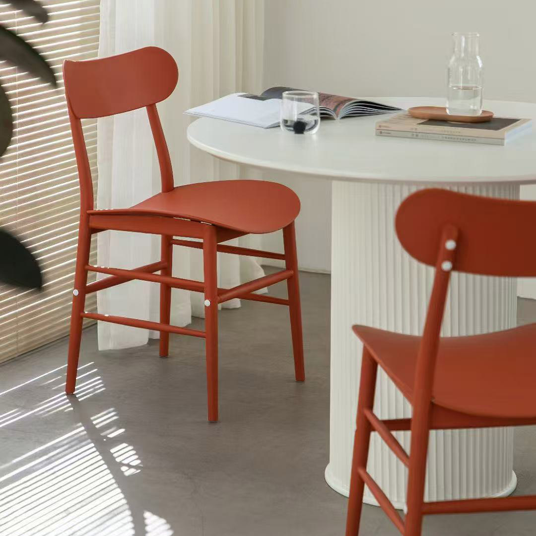 red outdoor plastic dining chair