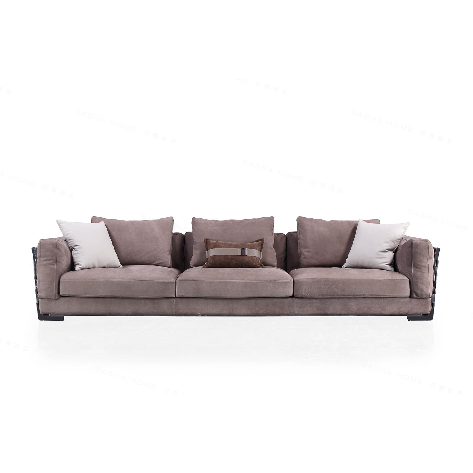 Elegant Italian sectional sofa with durable metal structure and soft Nubuck upholstery