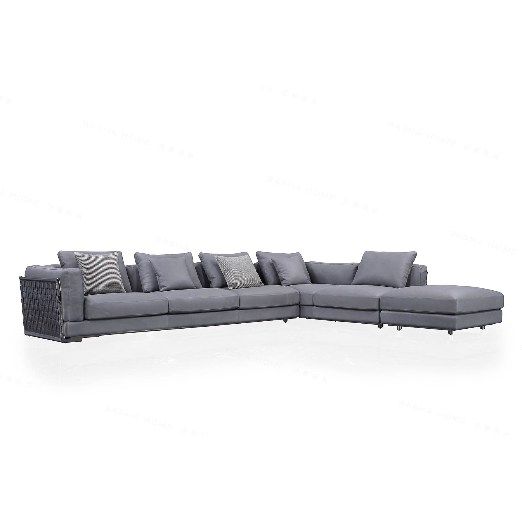 Luxury Italian sofa for upscale living spaces, featuring Nubuck leather and metal structure