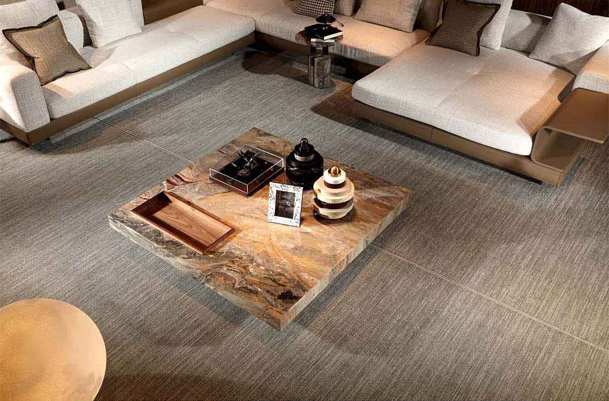 Marble Coffee Table Displayed in Modern Interior Showroom with Neutral Decor1