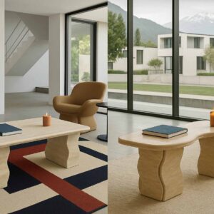 White travertine coffee table,villa decoration