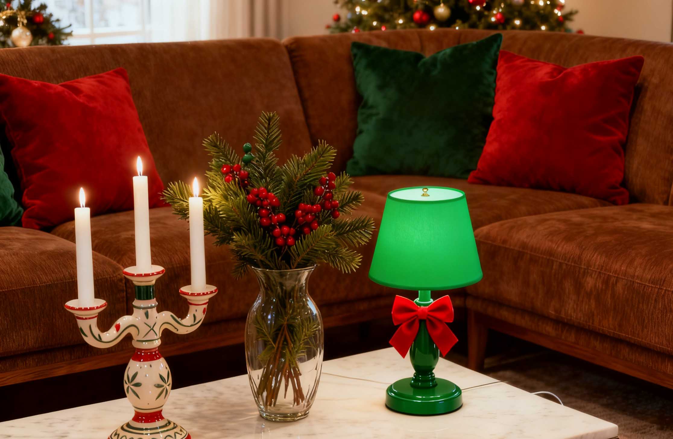 Christmas home decorations close view