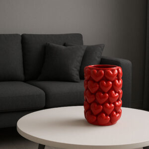 Nordic gray style living room red heart vase