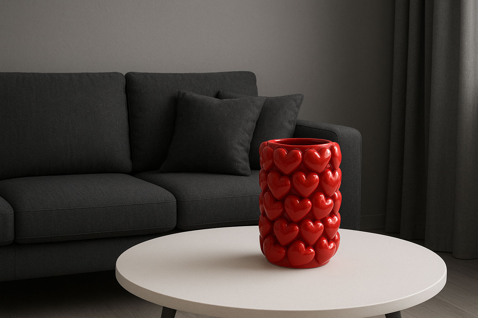 Nordic gray style living room red heart vase