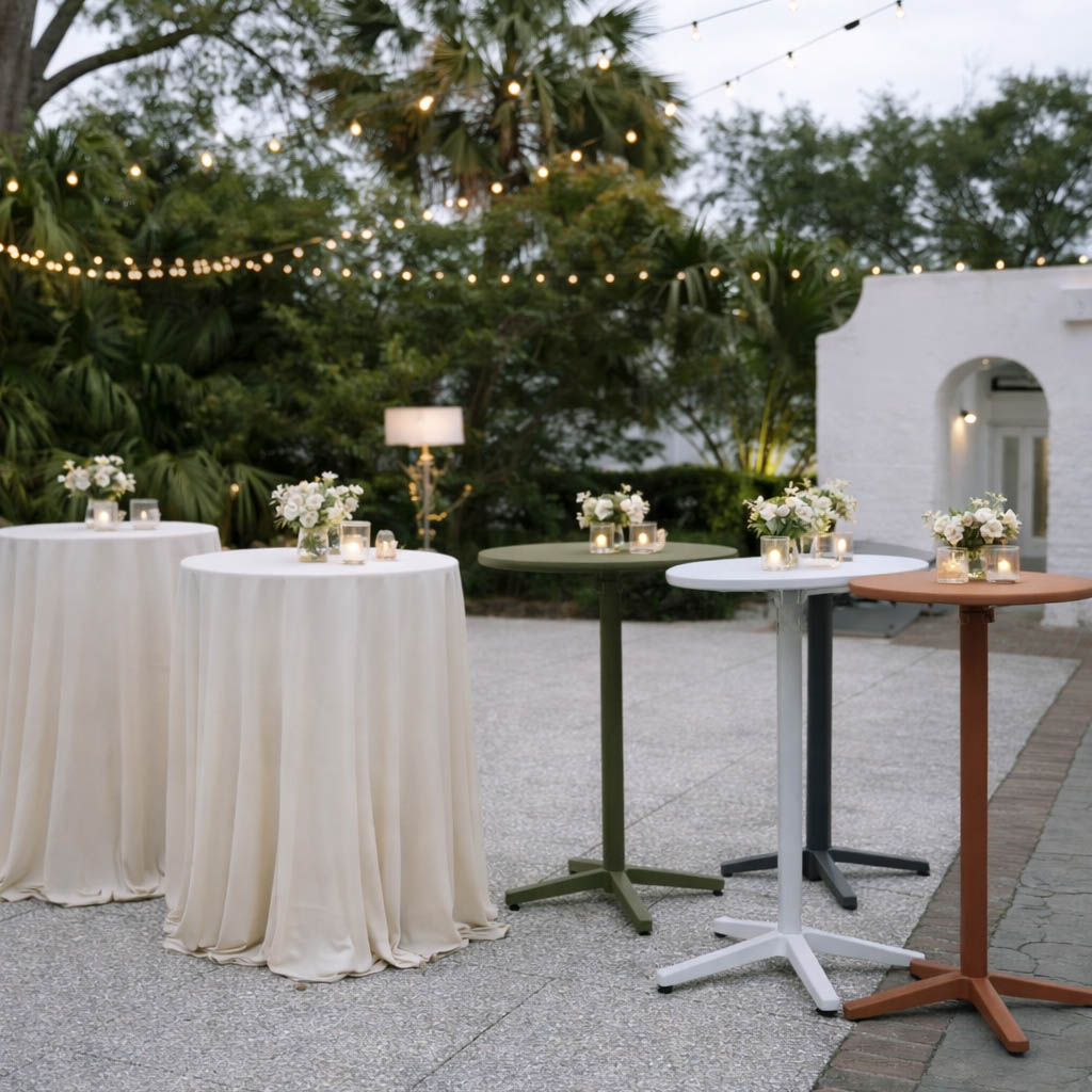 Foldable Modern Cocktail Tables ideal for brand pop-ups.