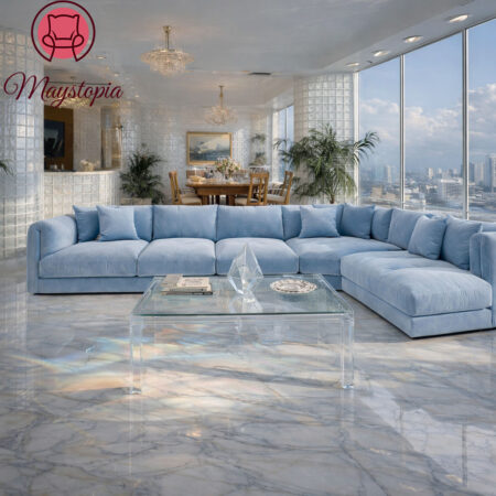 Retro Baby Blue Modular Sectionals livingroom decorating..