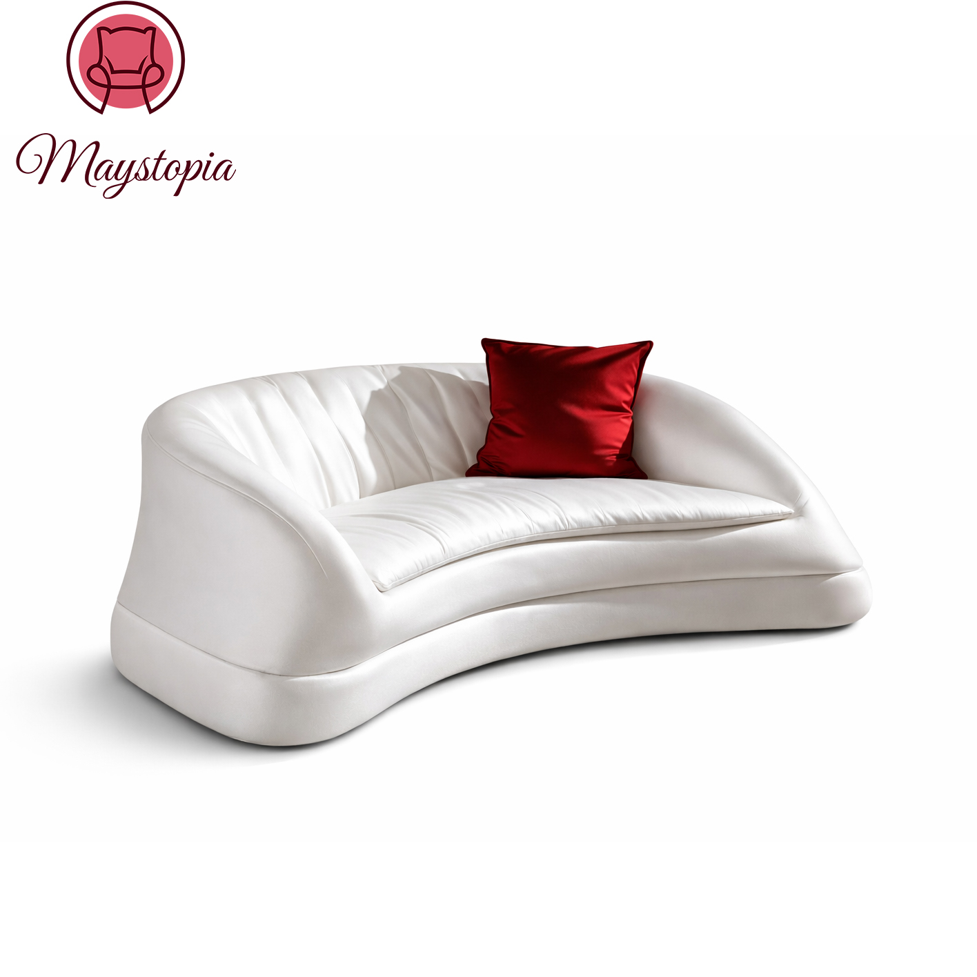 Sculptural White Leather Wavy Sofa